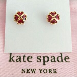 Kate Spade Gold and Red Clover Earrings